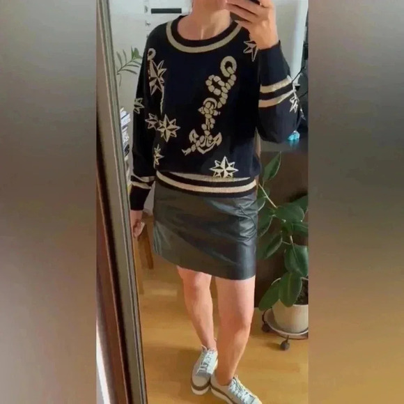 ESCADA by Margaretha Ley Vintage Nautical Black and Gold  Sweater - Picture 6 of 7